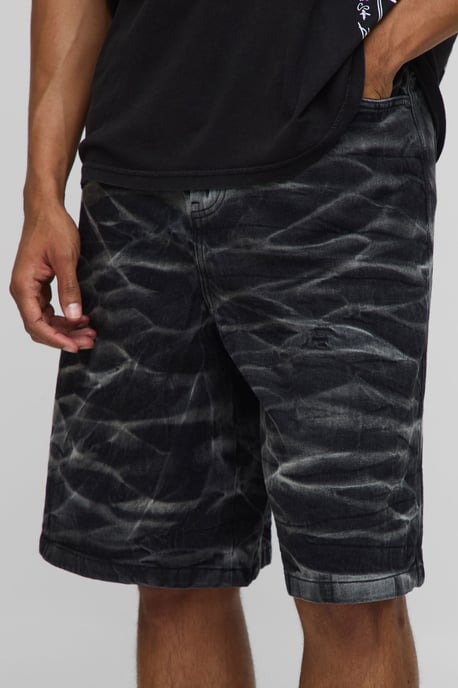 Parachute Crinkle Washed Denim Shorts - Image 3