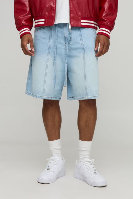 Regular Fit Panelled Embroidered Jorts - Image 1