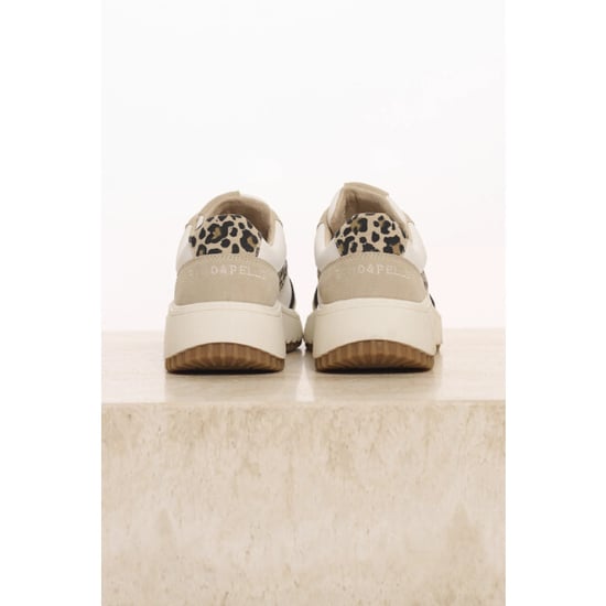 Rino & Pelle Qwen.1002621 rino&pelle mixed material sneaker snow white taupe leopard - Image 2