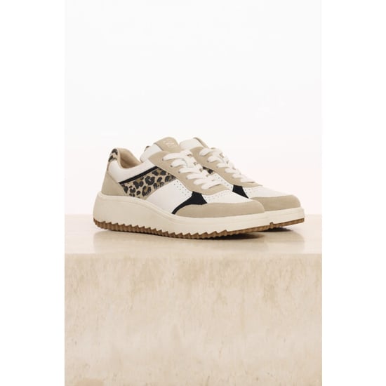 Rino & Pelle Qwen.1002621 rino&pelle mixed material sneaker snow white taupe leopard - Image 3