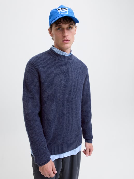 Jack & Jones Tröja York Ollie Stickad Rundhals Blå - Image 2