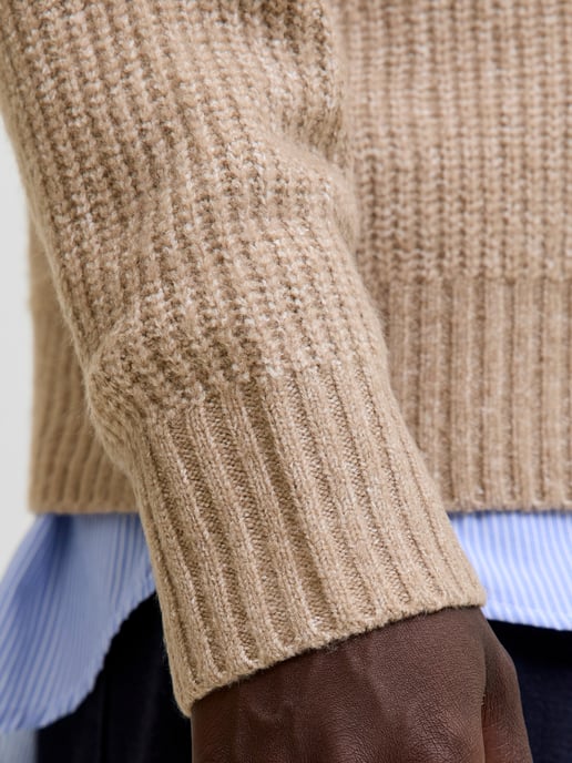 Jack & Jones Tröja York Ollie Stickad Rundhals Beige - Image 5