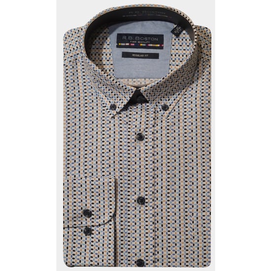 Bos Bright Blue R.b. boston casual hemd lange mouw regular fit cotton 427670/613 - Image 1