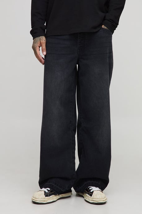 Tall Let Down Hem Zip Gusset Baggy Jeans - Image 3