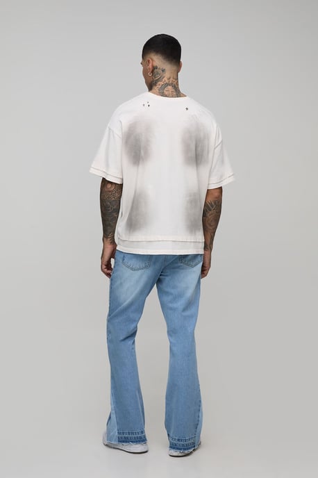 Tall Raw Hem Applique Gusset Flared Jeans - Image 2