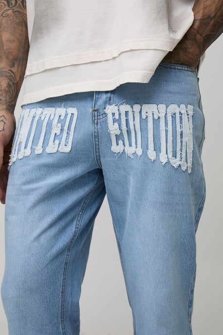 Tall Raw Hem Applique Gusset Flared Jeans - Image 3