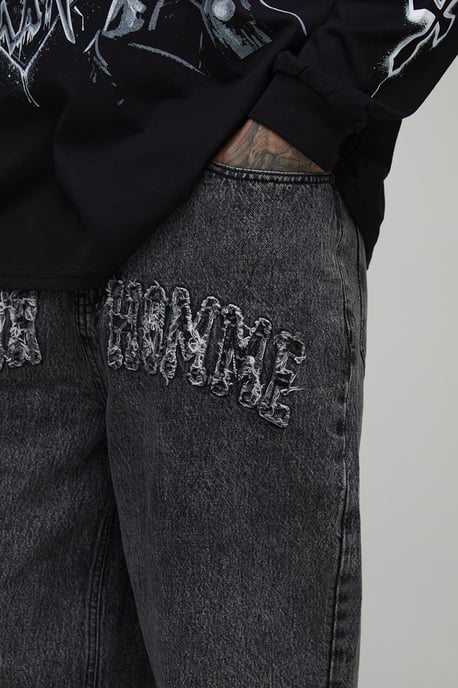 Tall Acid Wash Applique Relaxed Fit Jeans - Image 3