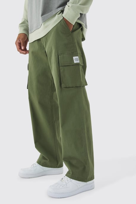 Relaxed Fit Fixed Waist Woven Tab Cargo Trousers - Image 1