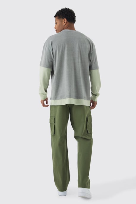 Relaxed Fit Fixed Waist Woven Tab Cargo Trousers - Image 2