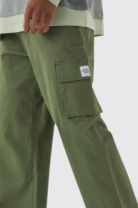 Relaxed Fit Fixed Waist Woven Tab Cargo Trousers - Image 3