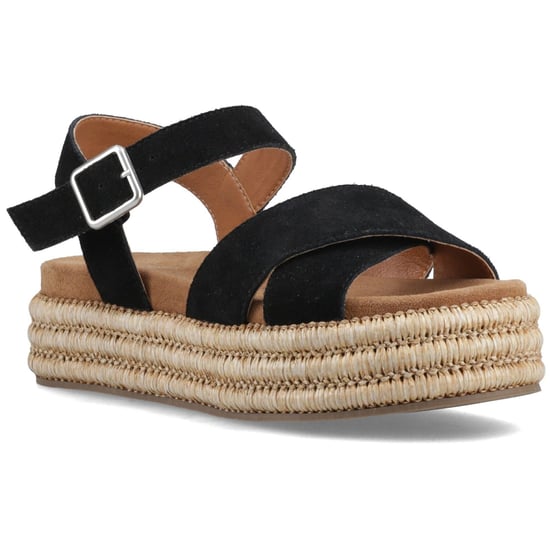 Hush Puppies Rosa Rafia Leather Women's Black Sandals - Image 1