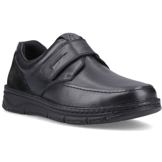 Hush Puppies Forde Klitteband Leren Heren Zwarte Instappers - Image 1