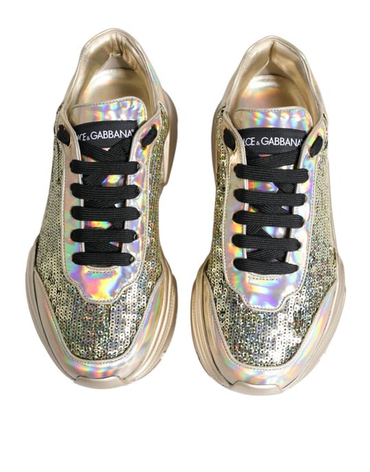 Dolce & Gabbana Gouden Pailletten Iriserende Daymaster Sneakers Schoenen - Image 3