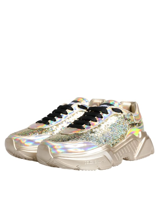 Dolce & Gabbana Gouden Pailletten Iriserende Daymaster Sneakers Schoenen - Image 4