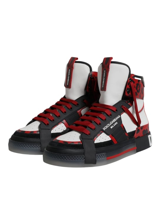 Dolce & Gabbana Multicolor Leather High Top Sneakers Shoes - Image 4
