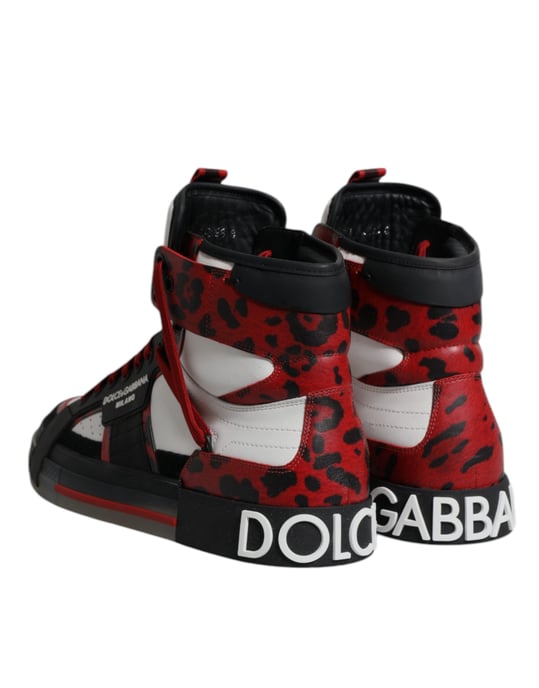 Dolce & Gabbana Multicolor Leather High Top Sneakers Shoes - Image 5