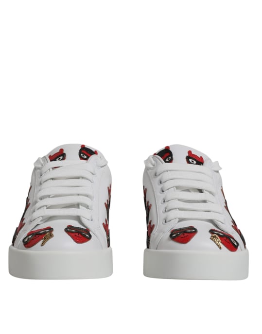 Dolce & Gabbana White Devil Face Portofino Sneakers Skor - Image 2