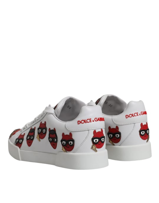 Dolce & Gabbana White Devil Face Portofino Sneakers Skor - Image 5