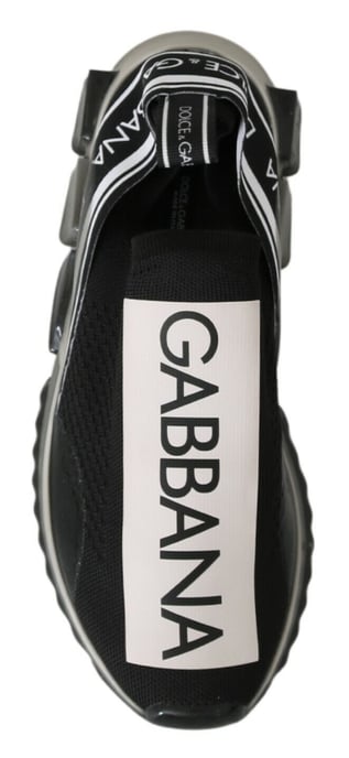 Dolce & Gabbana Zwart Witte SORRENTO Sport Stretch Sneakers - Image 5