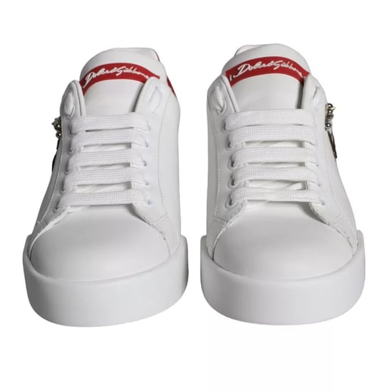 Dolce & Gabbana White Patch Calfskin Nappa Portofino Sneakers Shoes - Image 2