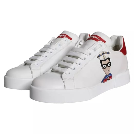 Dolce & Gabbana White Patch Calfskin Nappa Portofino Sneakers Shoes - Image 3