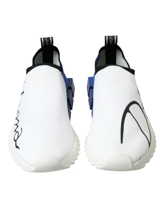 Dolce & Gabbana White Blue Sorrento Low Top Men Casual Sneakers Shoes - Image 2