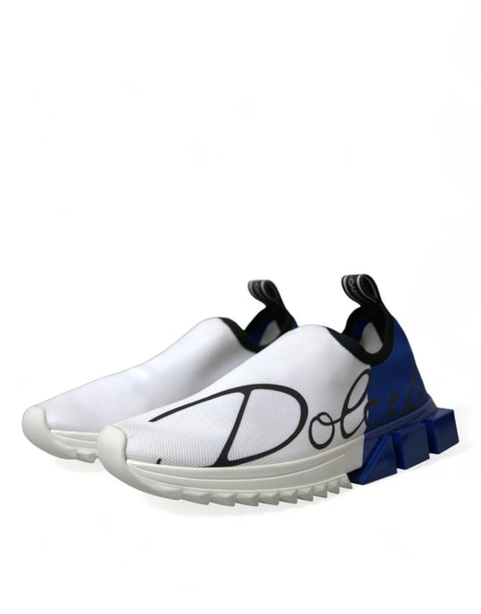 Dolce & Gabbana White Blue Sorrento Low Top Men Casual Sneakers Shoes - Image 3
