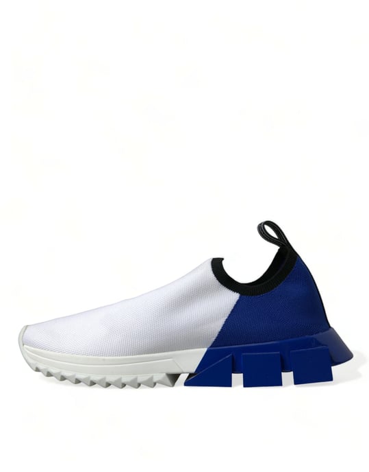 Dolce & Gabbana White Blue Sorrento Low Top Men Casual Sneakers Shoes - Image 5