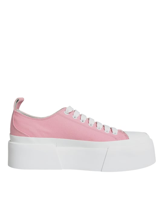 Dolce & Gabbana Rosa Vita Canvas Logotyp Lågskor Sneakers - Image 1