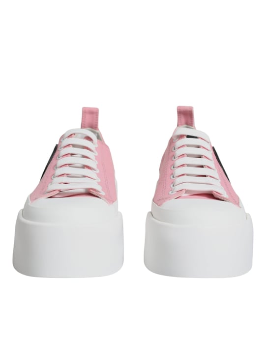 Dolce & Gabbana Rosa Vita Canvas Logotyp Lågskor Sneakers - Image 2