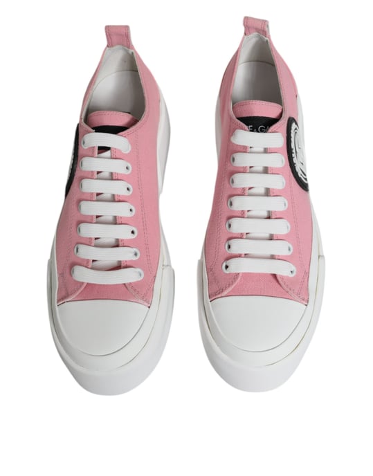 Dolce & Gabbana Rosa Vita Canvas Logotyp Lågskor Sneakers - Image 3