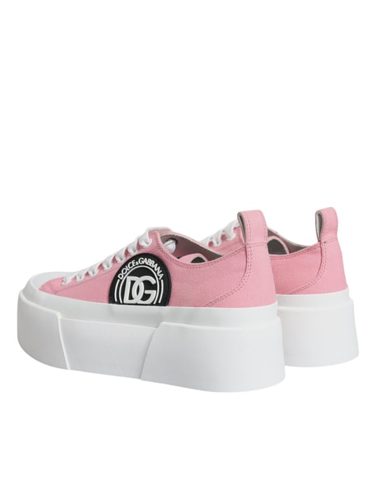 Dolce & Gabbana Rosa Vita Canvas Logotyp Lågskor Sneakers - Image 5