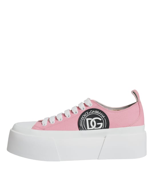 Dolce & Gabbana Rosa Vita Canvas Logotyp Lågskor Sneakers - Image 6