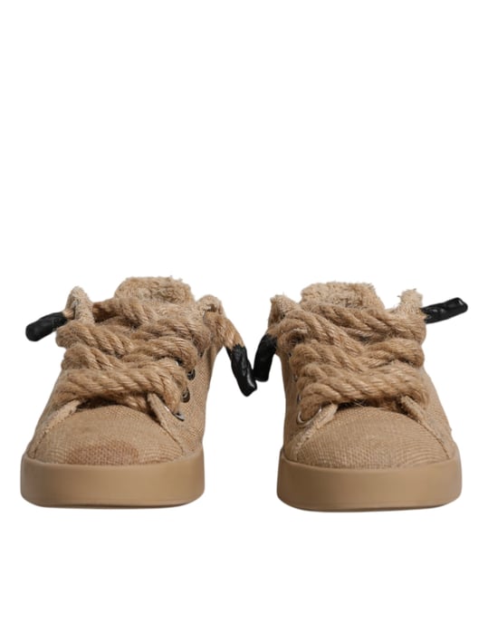 Dolce & Gabbana Bruine Jute Stoffen Lage Sneakers voor Mannen - Image 2