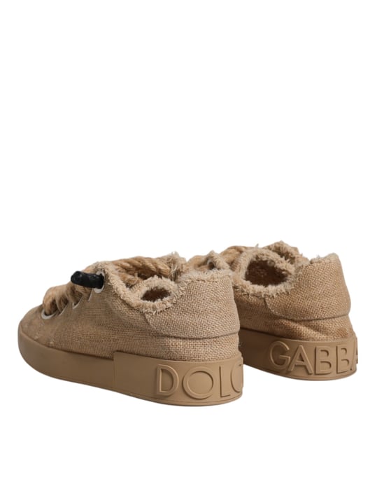 Dolce & Gabbana Bruine Jute Stoffen Lage Sneakers voor Mannen - Image 5