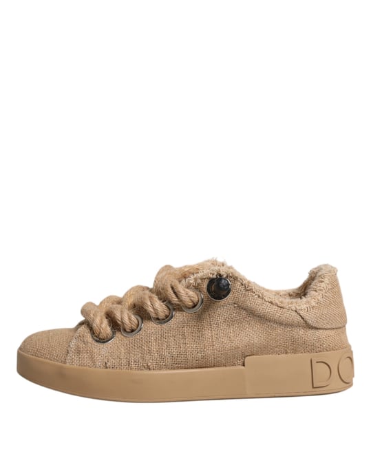 Dolce & Gabbana Bruine Jute Stoffen Lage Sneakers voor Mannen - Image 6