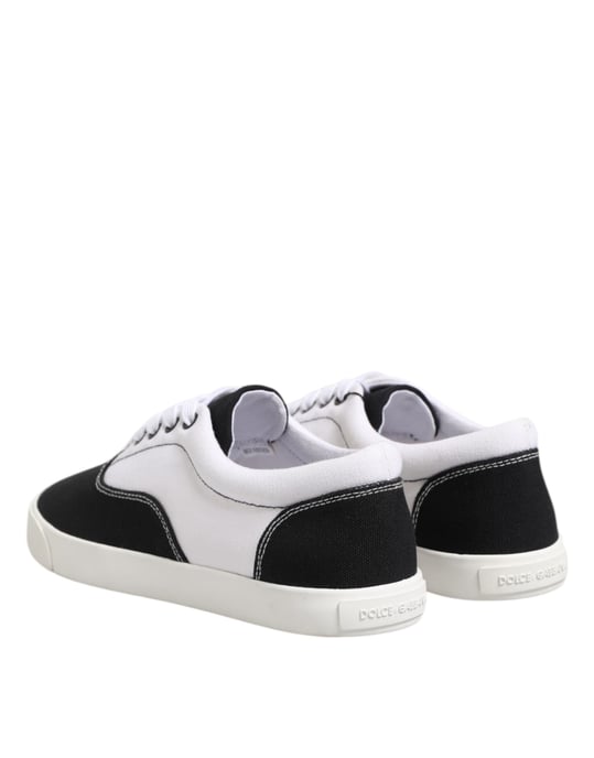 Dolce & Gabbana Black Cotton Canvas Lace Up Men Sneakers Shoes - Image 5