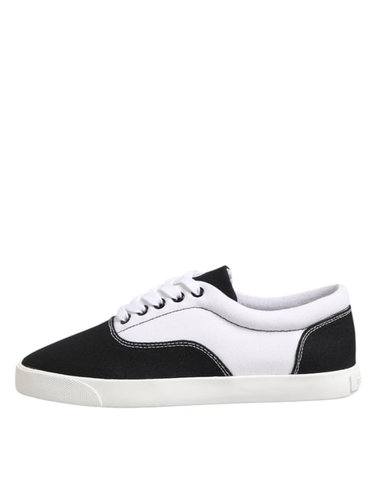 Dolce & Gabbana Black Cotton Canvas Lace Up Men Sneakers Shoes - Image 6