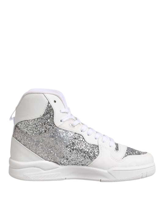 Chiara Ferragni Witte Zilveren Hoge Sneakers voor Dames - Image 1