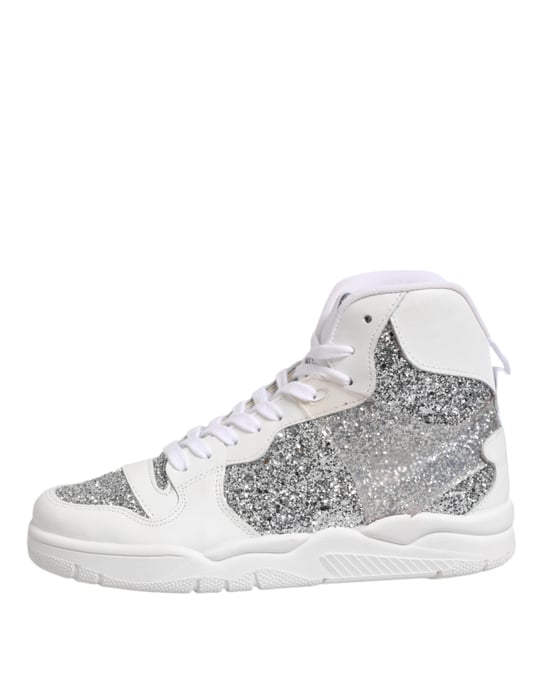 Chiara Ferragni Witte Zilveren Hoge Sneakers voor Dames - Image 6