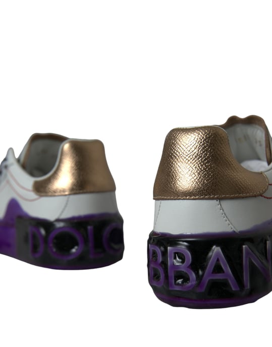 Dolce & Gabbana White Leather Portofino Low Top Sneakers Shoes - Image 5
