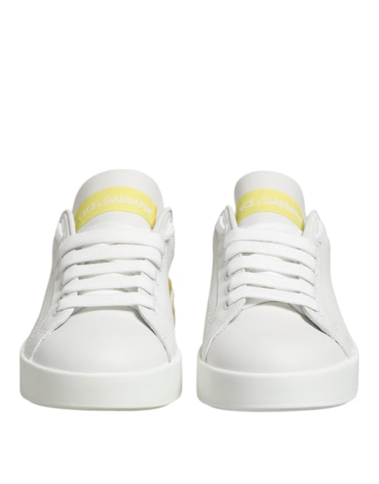 Dolce & Gabbana Vita Gula Läder Lågtopps Sneakers Skor - Image 3