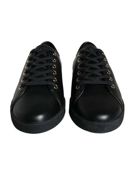 Dolce & Gabbana Zwart Gouden Leren Klassieke Sneakerschoenen - Image 2