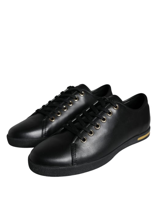 Dolce & Gabbana Zwart Gouden Leren Klassieke Sneakerschoenen - Image 3