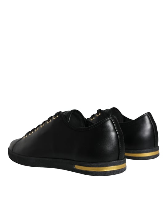 Dolce & Gabbana Zwart Gouden Leren Klassieke Sneakerschoenen - Image 4