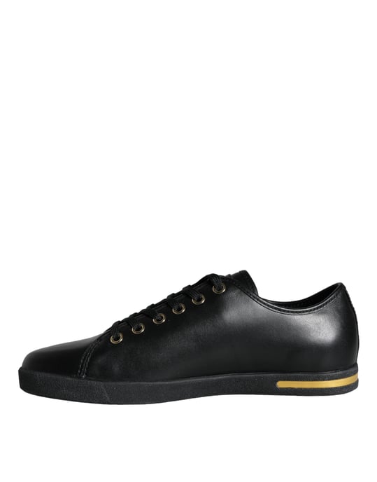 Dolce & Gabbana Zwart Gouden Leren Klassieke Sneakerschoenen - Image 5