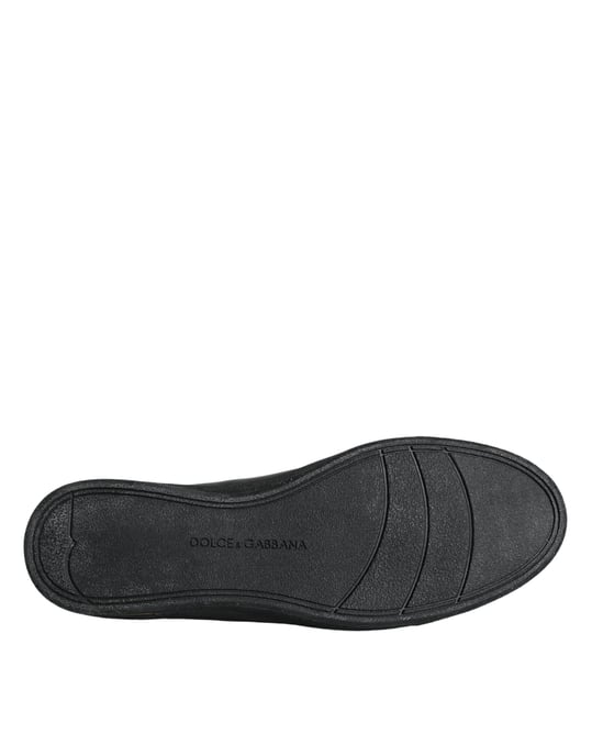 Dolce & Gabbana Zwart Gouden Leren Klassieke Sneakerschoenen - Image 6
