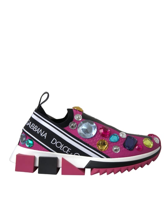 Dolce & Gabbana Roze Sorrento Kristallen Sneakers Schoenen - Image 1