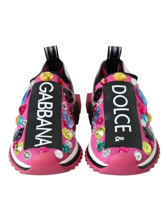 Dolce & Gabbana Roze Sorrento Kristallen Sneakers Schoenen - Image 2