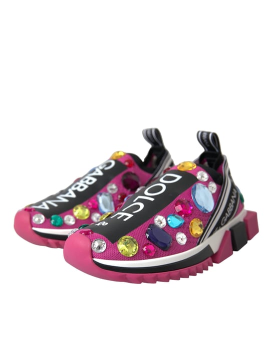 Dolce & Gabbana Roze Sorrento Kristallen Sneakers Schoenen - Image 3